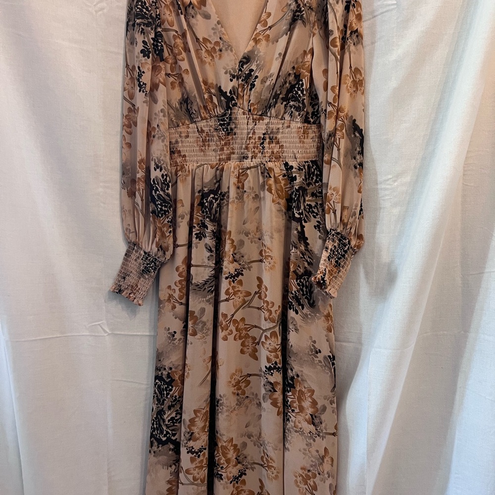 Baltic Born Floral Long Sleeve Dress - Brown and Black